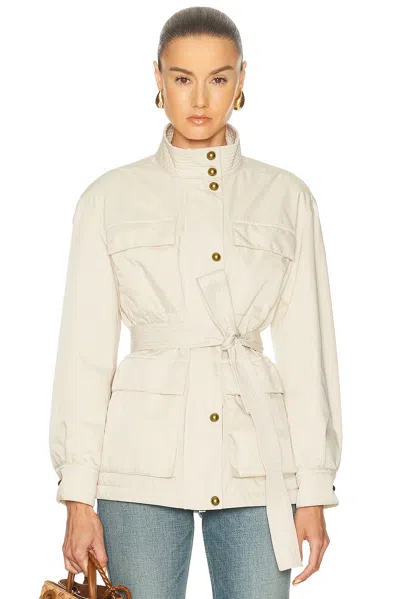 Moncler Maitake Leather-trimmed Jacket In Neutral