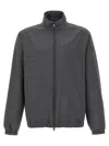 Moncler Cuffed High Collar Jacket In Gray
