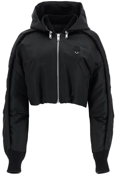 Moncler Oversized Cropped Jacket With Detachable Hood In Black