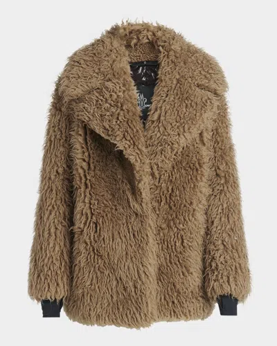 Moncler Malenco Faux Fur Jacket In Tan