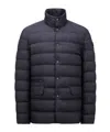 Moncler Men's Straight Cut Down Jacket With Concealed Hood In Blue