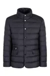 Moncler Men's Straight Cut Down Jacket With Concealed Hood In Blue
