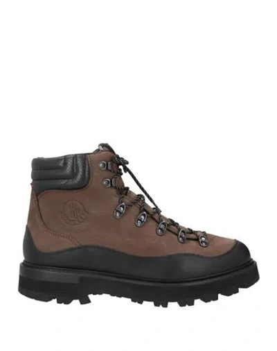 Moncler Man Ankle Boots Taupe Size 9 Leather In Brown