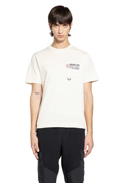 Moncler Man Beige T-shirts & Tank Tops In Neutral