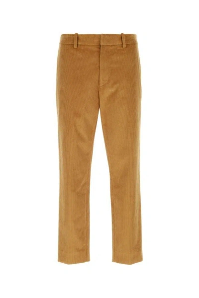 Moncler Logo Patch Straight Leg Trousers In Brown