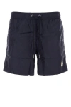 Moncler Logo Patch Drawstring Swim Shorts In Blue