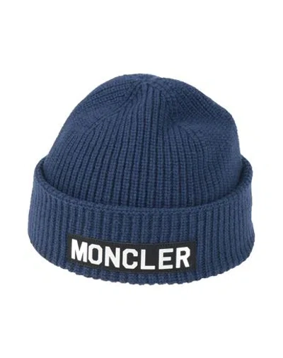 Moncler Man Hat Blue Size Onesize Virgin Wool