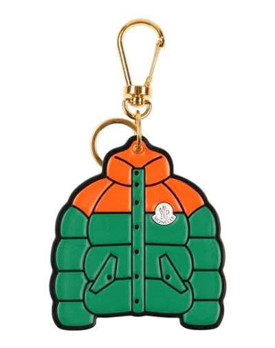 Moncler Man Key Ring Green Size - Metal Alloy, Soft Leather