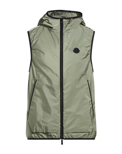 Moncler Man Vest Military Green Size 5 Polyamide