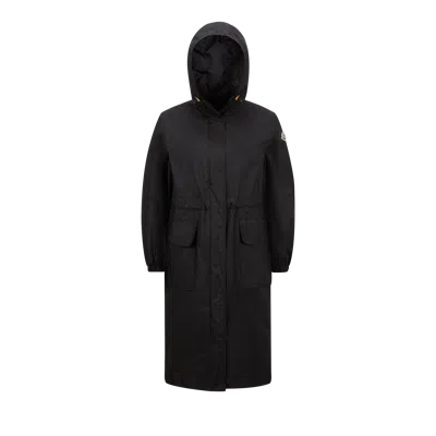 MONCLER HIENGOS HOODED RAIN COAT, WOMEN, BLACK, SIZE: 2