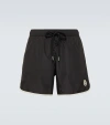 Moncler Nylon Swim Trunk With Frontal Logo Patch In 999