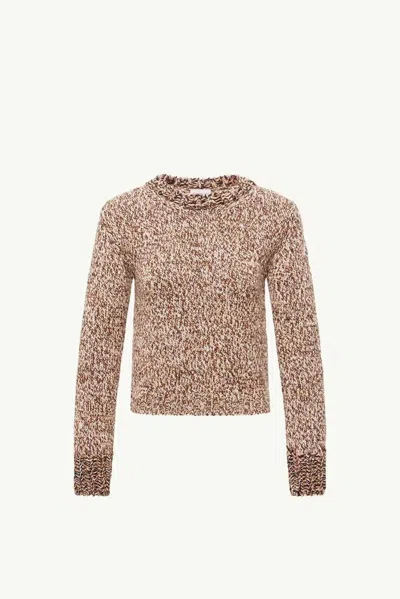 Moncler Marled Knit Crew-neck Sweater In Brown