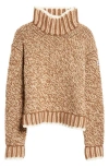 Moncler Patterned Wool Turtleneck Sweater In Beige