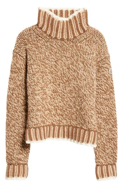 MONCLER MONCLER MARLED VIRGIN WOOL BLEND TURTLENECK SWEATER