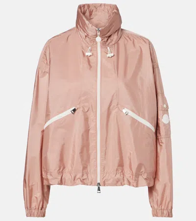 Moncler Marmacy Jacket High Collar Drawstring Cuffs In Pink