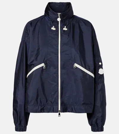 Moncler Marmacy Jacket High Collar Elasticated Hem In Blue