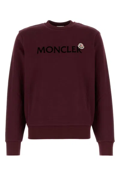Moncler Maroon Crewneck Logo Sweatshirt In Brown