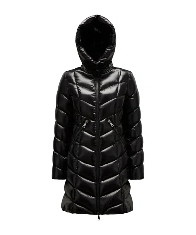 Moncler Marus Hooded Geometric-quilted Long Down Jacket In Black