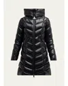 Moncler Chevron-quilted Hooded Puffer Jacket In Black