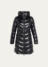 Moncler Marus Long Nylon Down Jacket In Black