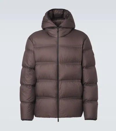 Moncler Masac Nylon Down Jacket In Dark Brown