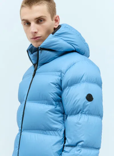 Moncler Masac Short Down Jacket In Blue