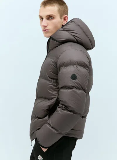 Moncler Masac Short Down Jacket In Brown