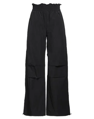 Moncler Matt Black Woman Pants Black Size 10 Polyester, Polyamide, Cotton