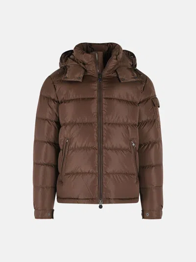 MONCLER MATT 'MAYA' BROWN POLYAMIDE DOWN JACKET