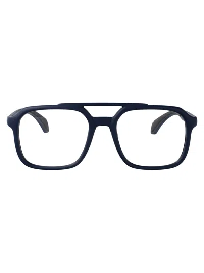 Moncler Matte Blue Injectate Glasses In Black