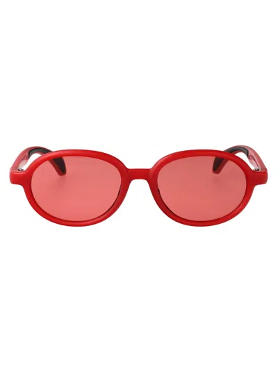 Moncler Matte Milky Red Injectate Sunglasses In Pink
