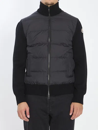 Moncler Matte Padded Cardigan In Black
