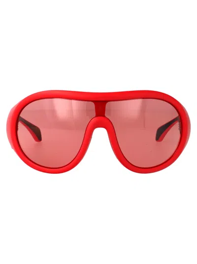 Moncler Matte Red Injectate Sunglasses In Metallic