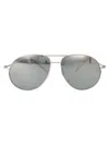 Moncler Matte Silver Metal Sunglasses In Metallic