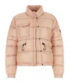 Moncler Quilted High Collar Zippered Pockets Jacket In Nude