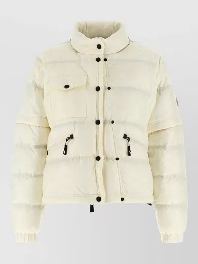Moncler Mauduits Down Jacket High Collar Pockets In Neutral