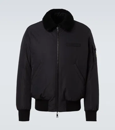 Moncler Maulevrier Reversible Down Bomber Jacket In Black