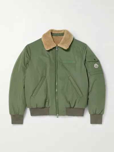 Moncler Maulevrier Reversible Plush And Shell Bomber Jacket In Purple