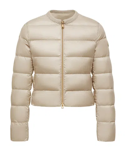 Moncler Mauvezin Wool-trimmed Short Down Jacket In Neutral