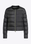 Moncler Black Short Zip-up Puffer Jacket Women In Black