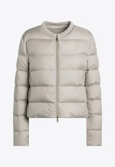 Moncler Mauvezin Zip-up Down Jacket In Sand