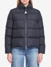 Moncler Puffer Jacket With High Collar And Pockets In Blue