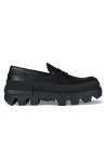 Moncler Black Leather Maxence Loafers In Black