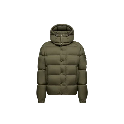 Moncler Maya 70 Hooded Short Down Jacket In Green