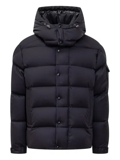 Moncler Maya 70 Hooded Welt-pocket Puffer Jacket In Blue
