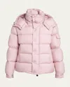 Moncler Maya 70 Hooded Short Down Jacket Pink In Open Pink