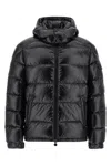 Moncler Dark Blue Nylon Maya Down Jacket In Black