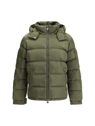Moncler Men Baudinet Down Jacket With Logo Patch In Green