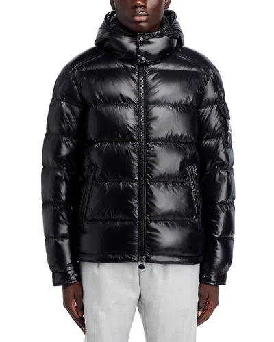 Moncler Men Detachable Hood Padded Down Jacket In Black
