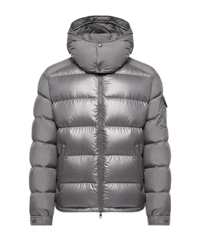 Moncler Maya Hooded Cropped Down Jacket In Gray